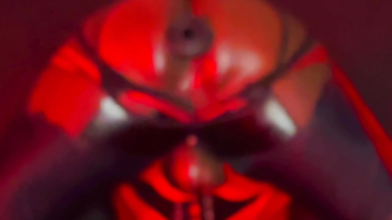 Juicy booty riding cone shaped dildo