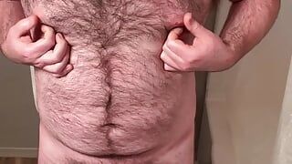 Hairy Cub Jerking Off in Bathroom