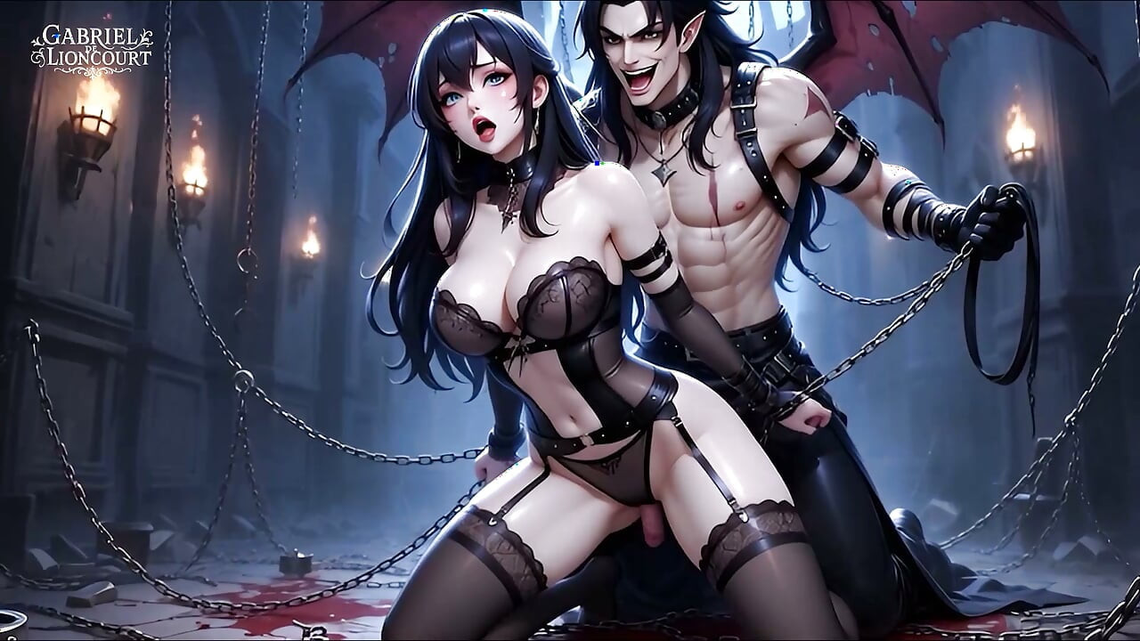 Goth Girl Bound by Vampire Lord - BDSM Monster Hentai
