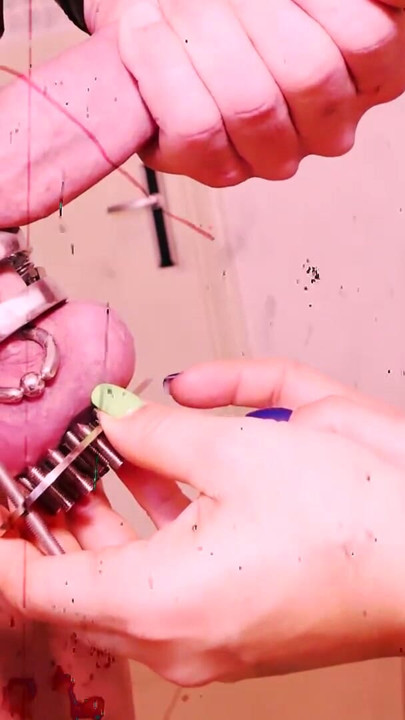CBT extreme! Medioeval instruments for cock! Lady Morgana cages Slave F's cock without mercy! | Clip 1