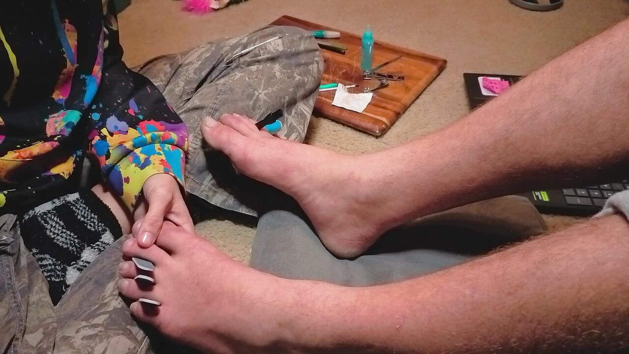 Melody Gives Her Master a Pedicure