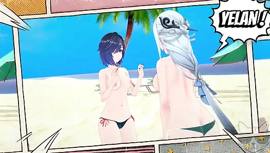 Yelan x Shenhe at the beach (genshin impact) P1 STORY
