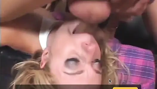 Naughty whore gets her pretty face ans asshole fucked by buff stud