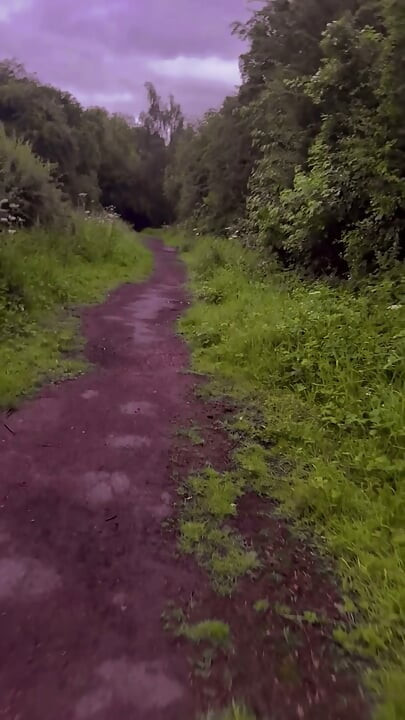 Exploring new tracks walking naked barefoot