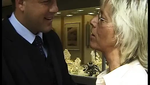 Big boobed German cougar rides dick in nature
