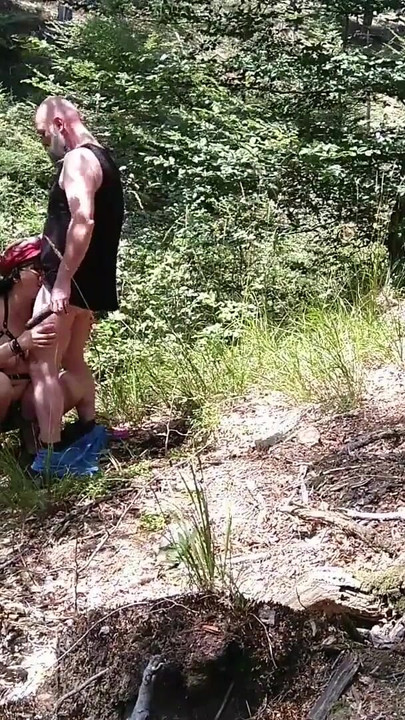 Unforgettable moment from "Milf woman with big tits jerking fat dick in the woods"