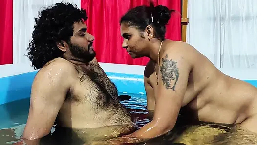 Girl doing hot romance with boy in pool full nude romance