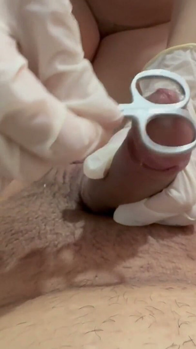 I humiliate the little dick in medical gloves | Clip 1