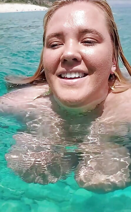 Swimming in the blue waters of Greece butt naked...