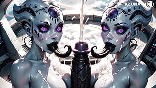 Woman Licking and Sucking a Cock - Hentai Ai