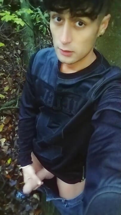 Twink Jerks off Outdoor Behind Rest Area