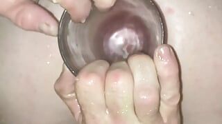 Playing with ass fucking glass cup