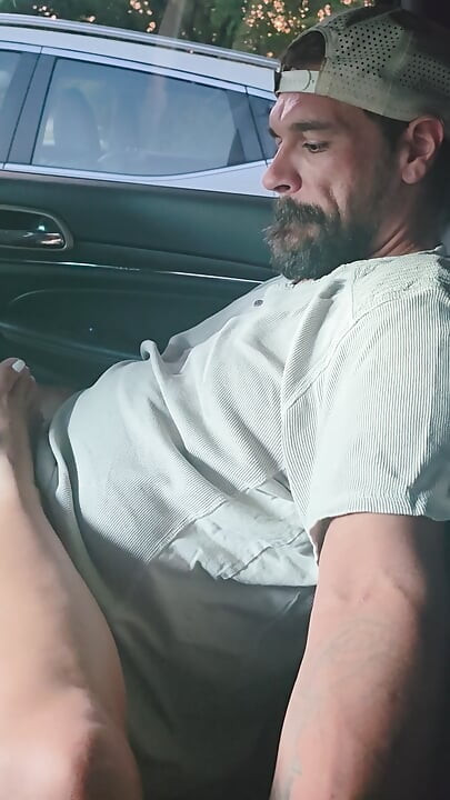 Latina Foot Worship and Cum Shot in Car