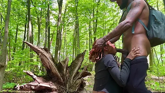 Ein Naturspaziergang und gesichtsbesamung im wald