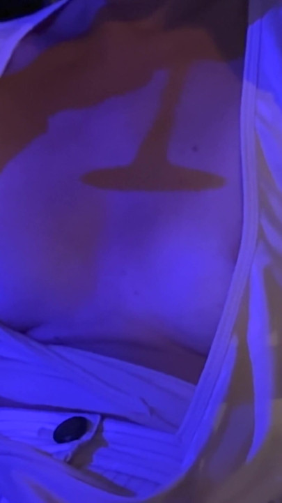 My beautiful breasts and pierced nipples are exposed in a night out bar by the sea | Clip 1