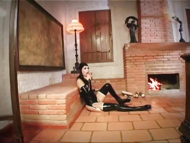 Horny girl clad in latex fucking a sexy crazed dude