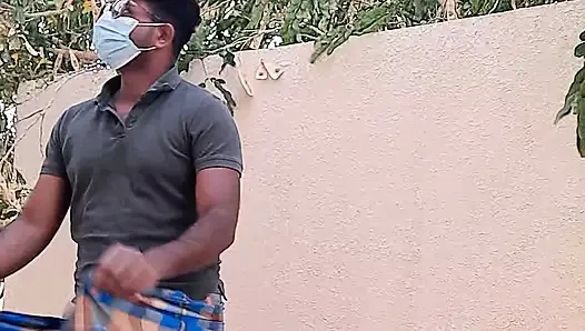 Men Nude in outside home with lunggi