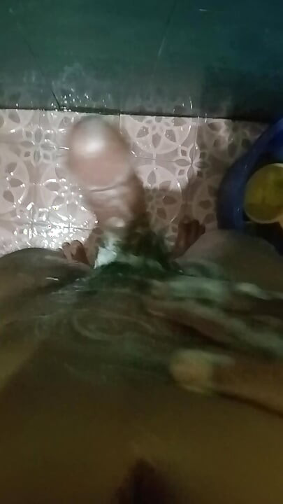 Playing with soap in the bathroom