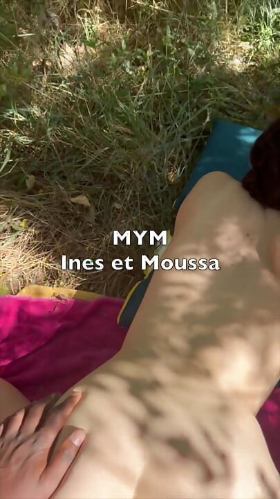 Young Arab city beurette fucks with a big black cock in the woods in public
