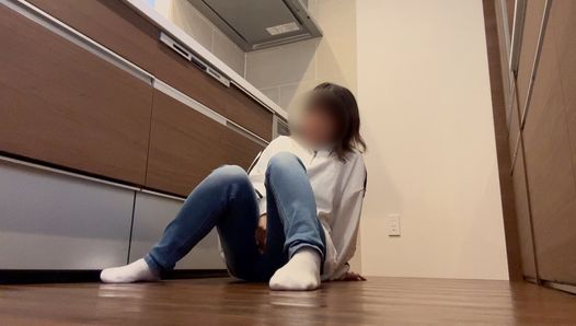 Wife masturbating in the kitchen before her husband comes home