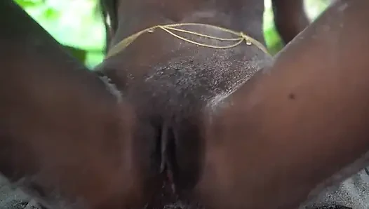 Teen With Big Nautural Tits plays Outside