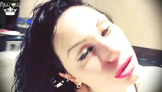 Sexy pink lips & wet hair fetish