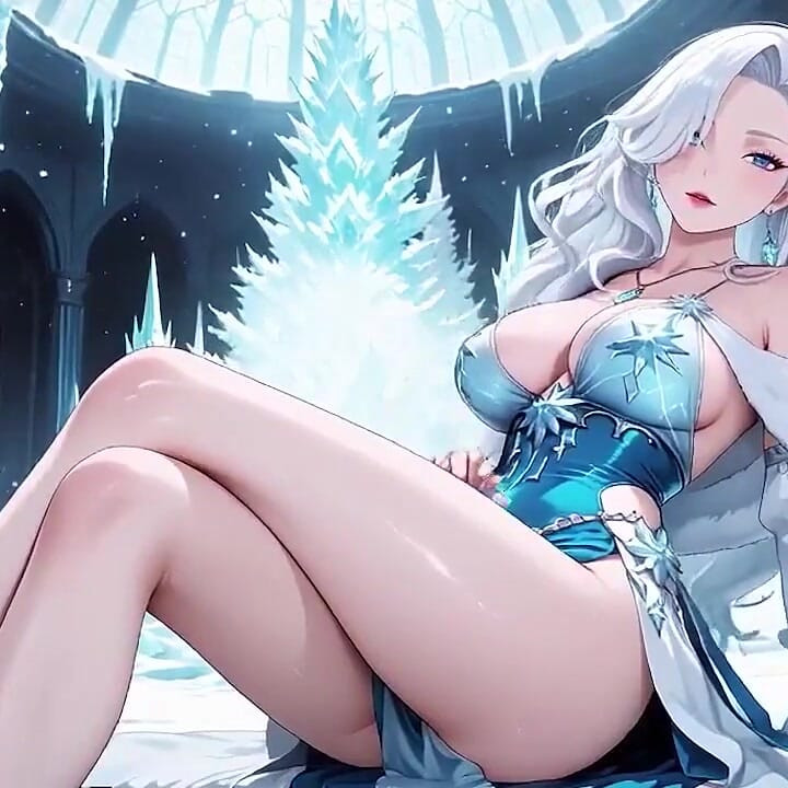 Silver-haired Ice Mage in a Crystal Hall! Casting Magic While Looking Effortlessly Cold, yet Her Lips Are Trembling