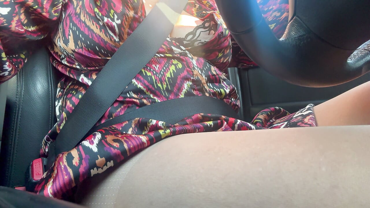 Sexy stepmom drives home and teases us with her big tits, which are practically popping out of her bra.