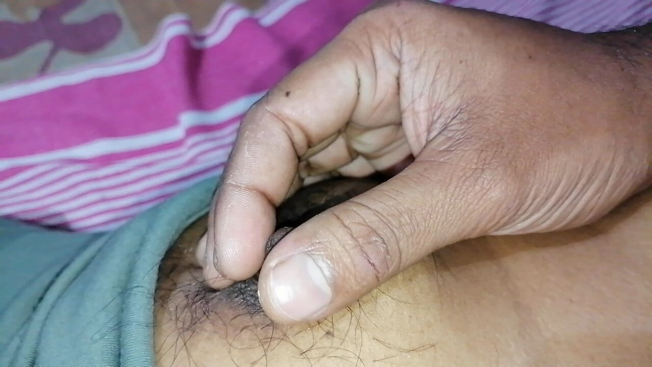 Asian with Natural Hairy Breasts Gives Full Body Show