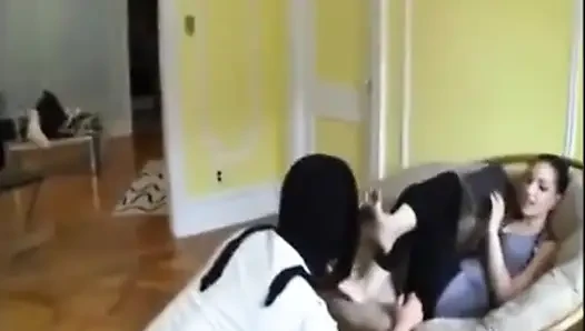 Slave has to clean the dirty feet of Mistress Elly
