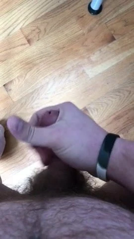 Hairy daddy jerking cock