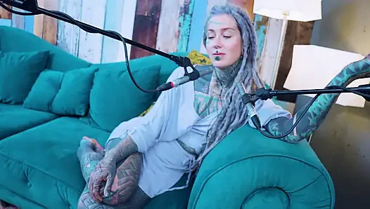 I talk about M - Music - ASMR podcast SFW talking goth skinny girl dreadlocks tattoo model inked girl