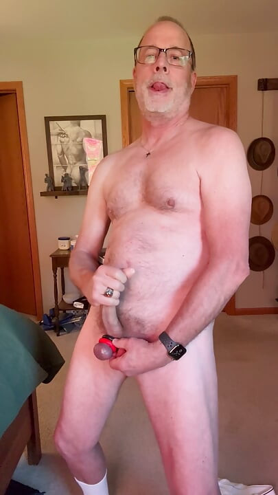 Daddy strips strokes and cums