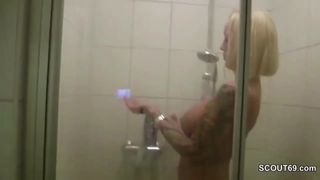 German Hot MILF Caught in Shower and Seduce to Fuck