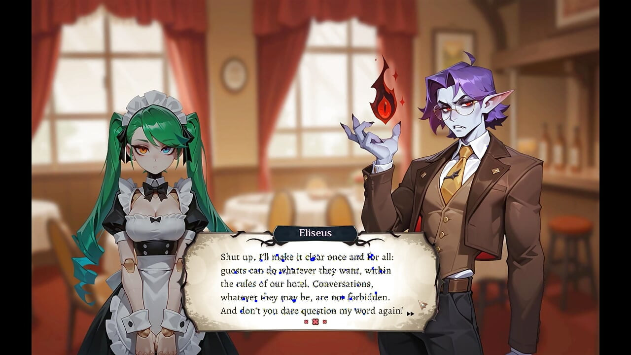 Hotel Tales Magic Hentai-spel ep.2 siren pijpbeurt onder tafel eindigt met een klaarkomen in het gezicht!