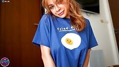 Hot Latina girl cooked fried eggs with dick and gave to eat