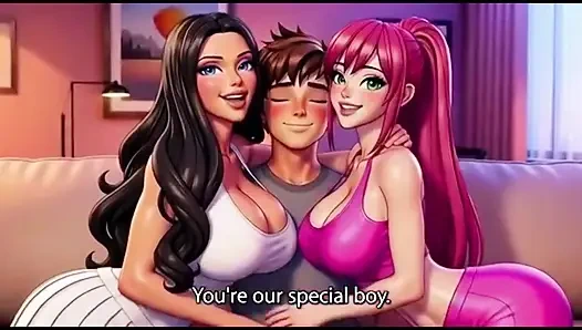 Stepmom and stepsister seduce stepson Taboo