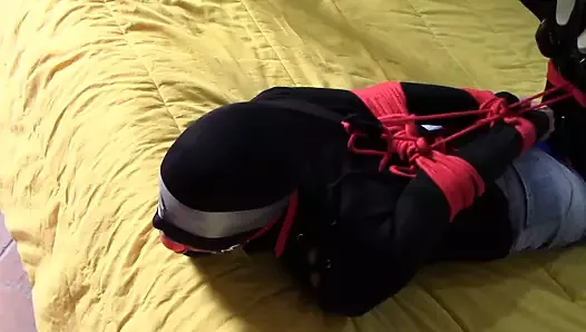 Compilation – bound and hooded on high heels and pantyhose