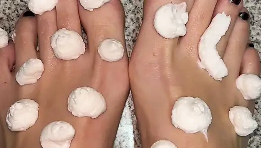 Whipped cream on my naked feet