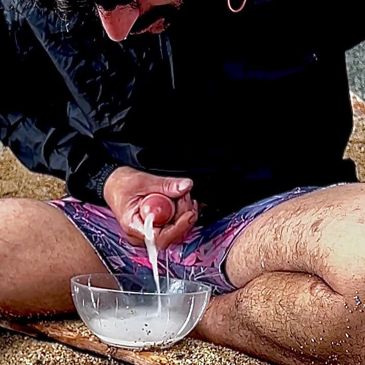 I'm Cumming on the Beach and Collect All the Ejaculation in a Bowl