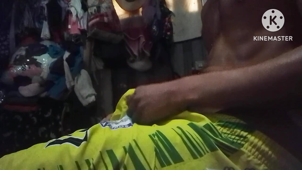 Rubbing it with the shorts