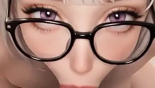 Gadis kutu buku dengan rambut putih ini lagi asik nyepong kontol, nyepong kontol - close up, posisi misionaris, dan crot di mulutnya