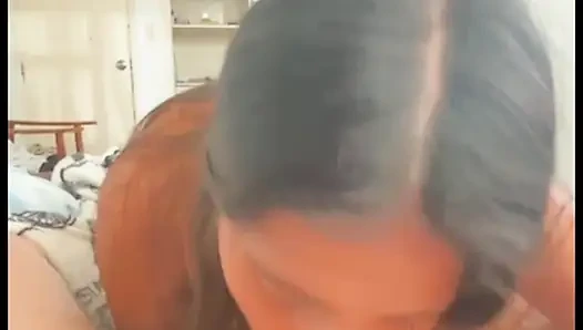 Deep blowjob, rich woman eating a cock