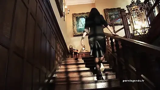 Lezley Zen, dressed as a French maid, is drenched in cum