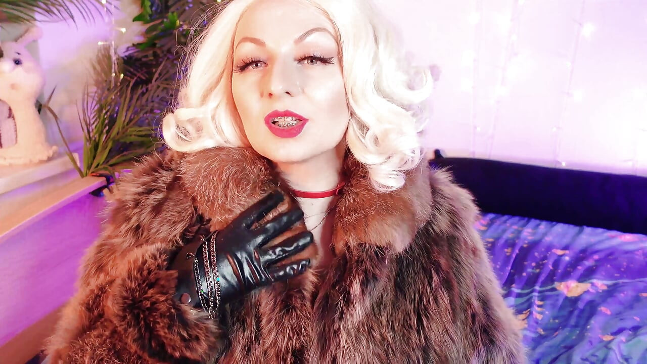 FUR FETISH video: beautiful Mistress tease and seduce. ASMR and JOI. Arya Grander.