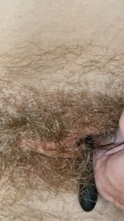 Vibrator and his fingers fuck  my wet hairy cunt | Clip 1