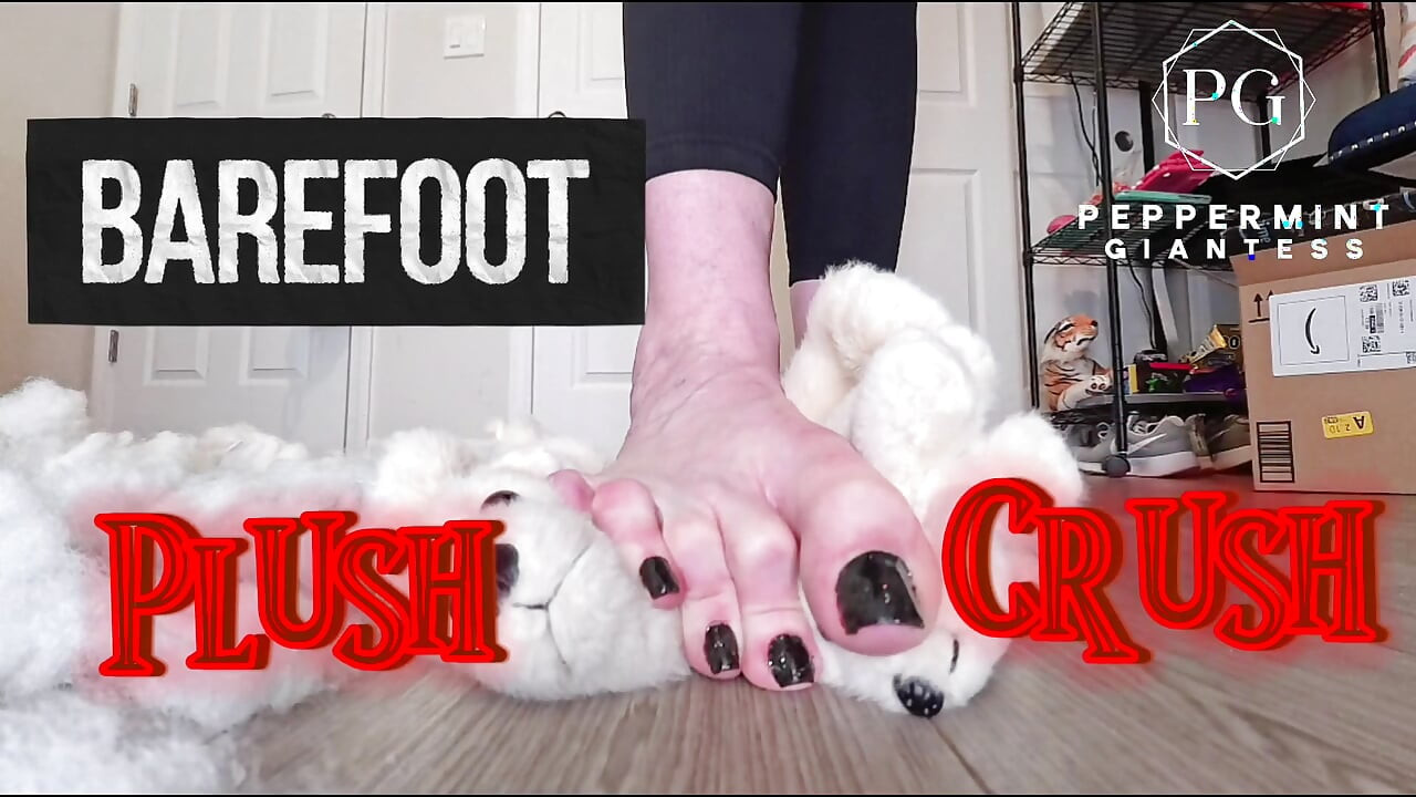 67 Tall Giantess Barefoot Plushie Crush: Size 16 Toes Tear Open & Empty Fluff