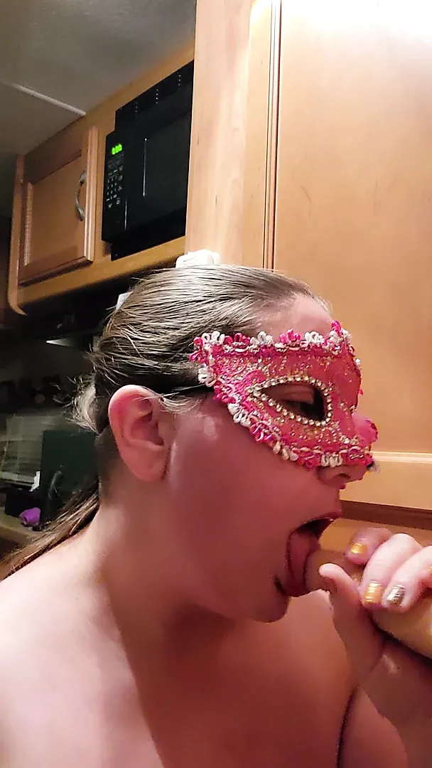 Sucking on my dildo