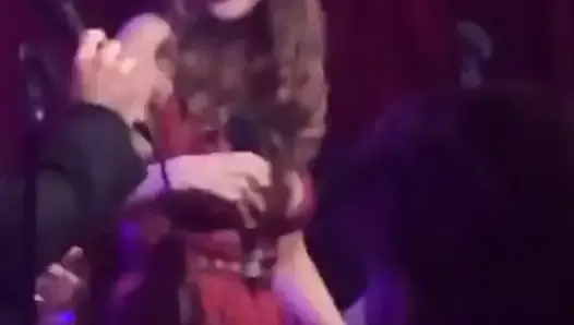 Liz Gillies shows her big tits on stage
