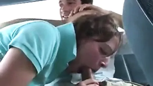 Cute College Girl Sucks Cock In The Back Seat